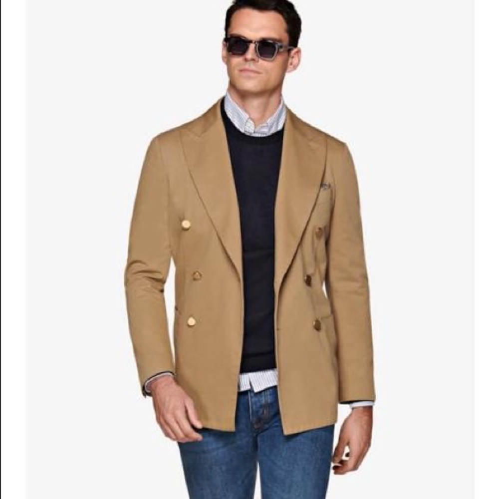 Men’s Double Breasted khaki Blazer